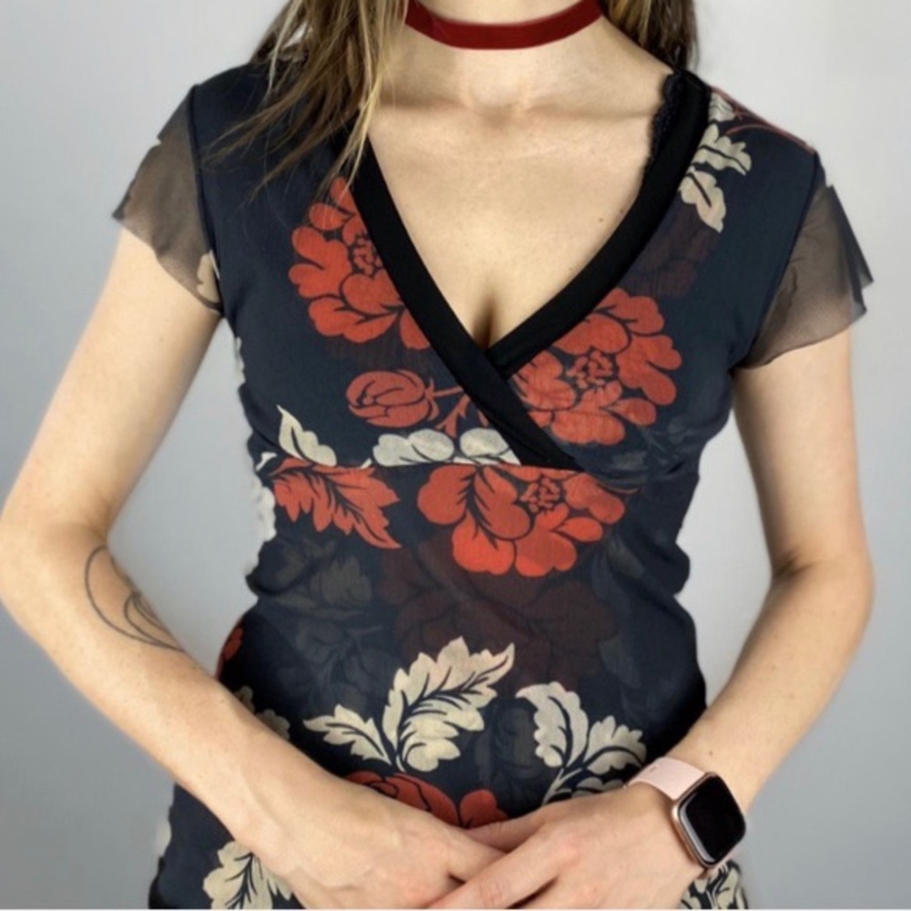 mesh overlay blouse